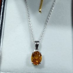 Very Lovely 🆕 14k White Gold Genuine Citrine Necklace!