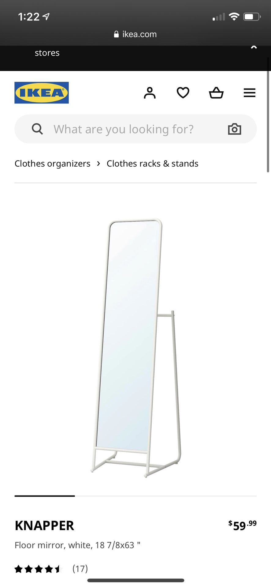 IKEA floor mirror, white