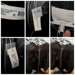 Rebecca TAYLOR KNIT AND BLACK LEATHER JACKET Size 12 WOMENS 