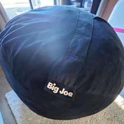 Big Joe Fuf Large Oversized Foam Beanbag Chair W/Liner & Black Plush Cover