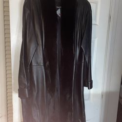Full Length Leather Coat With Mink Fur