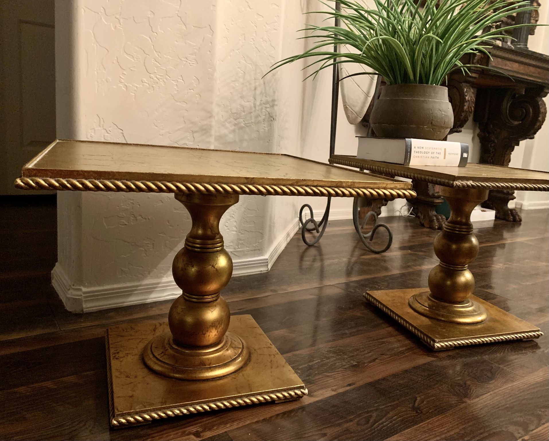 2 GOLD SIDE TABLES