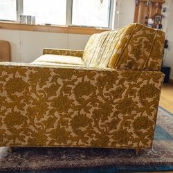 Mid-Century Sleeper Sofa – Yellow Floral