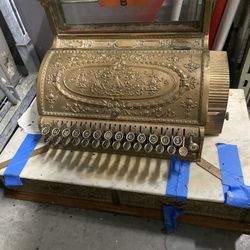 Vintage National Two Drawer Marble Top Register