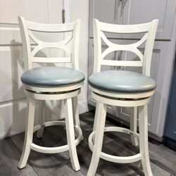 Set of 6 Farmhouse Swivel Bar Counter-Height Wooden Barstools with cushions