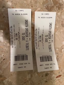Pair of Sade tribute band tickets for $10 total for Sunday 8:16