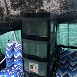 Black 3 Plastic Drawers 