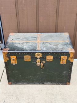 Vintage Steamer Trunk with Brass Hardware