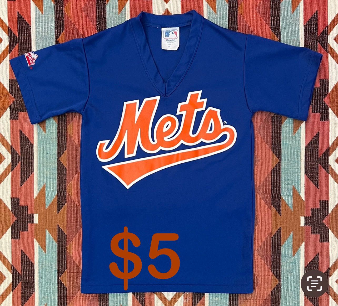 MLB Majestic New York Mets#1 Short Sleeve V-Neck Jersey Youth Medium Made in USA