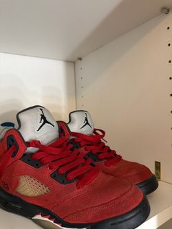 Air Jordan 5 Low Red Suede Sneakers