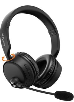 LEVN Bluetooth Headset with Microphone, 60 Hrs Working Time Dual Connection Bluetooth Headphones with Mic, Wireless Headset with Mic for Work/Video Me
