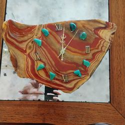 Native American Turquoise And Stone Handmade Clock