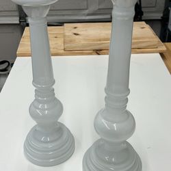 White Glass Candle Holder