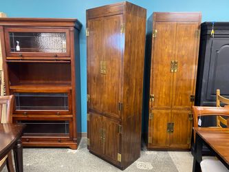 HENREDON Campaign Style Narrow Armoire