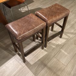 Pottery Barn Leather Stools