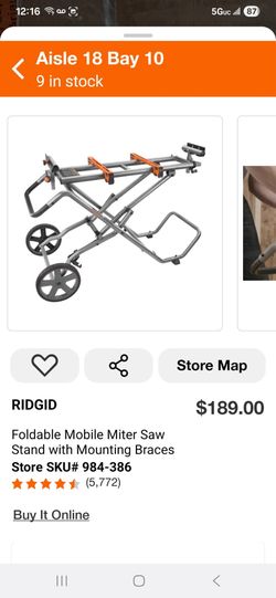 Foldable Mobile Mitter Saw Stand with Mounting Braces