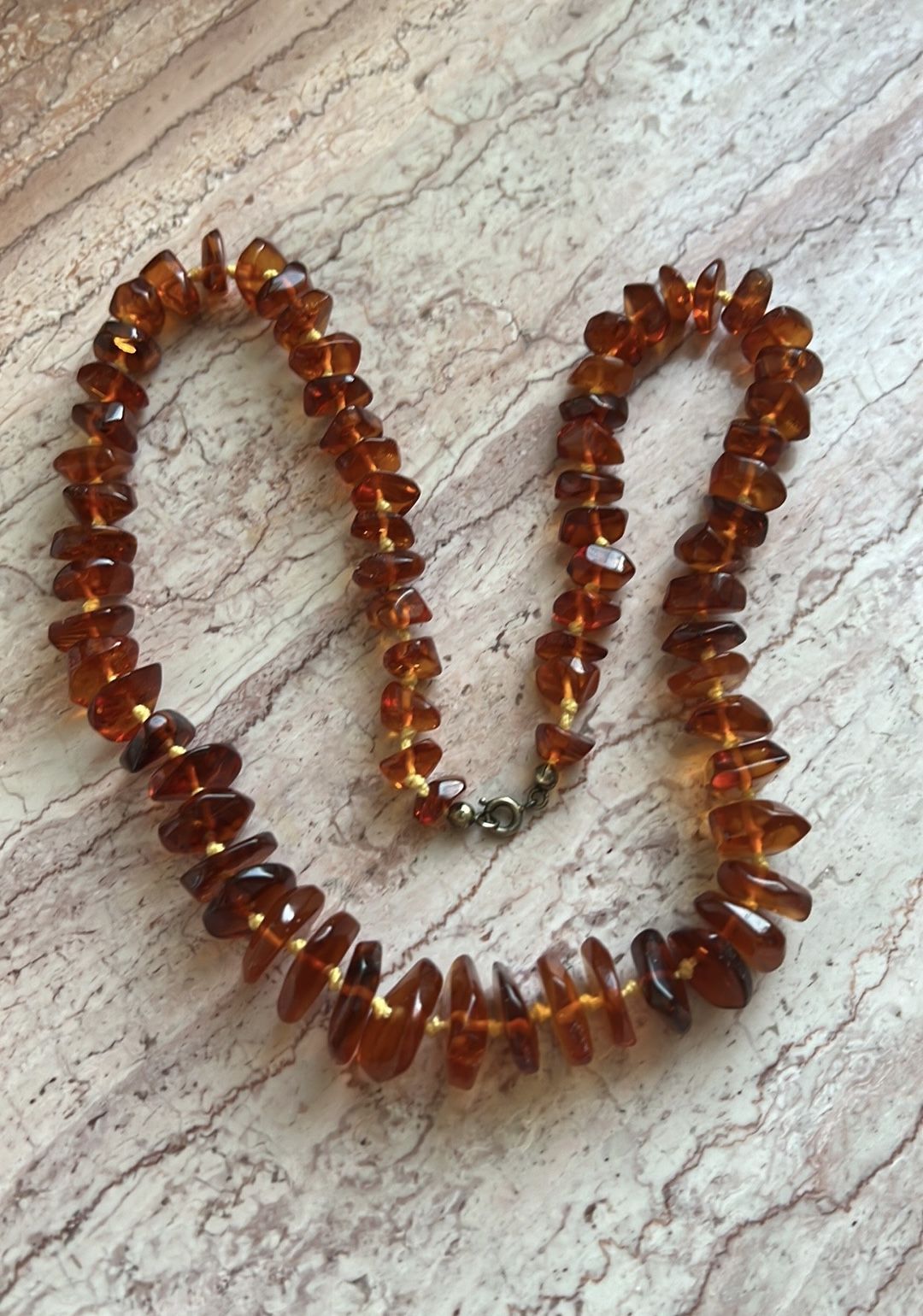 Vintage amber chunk necklace