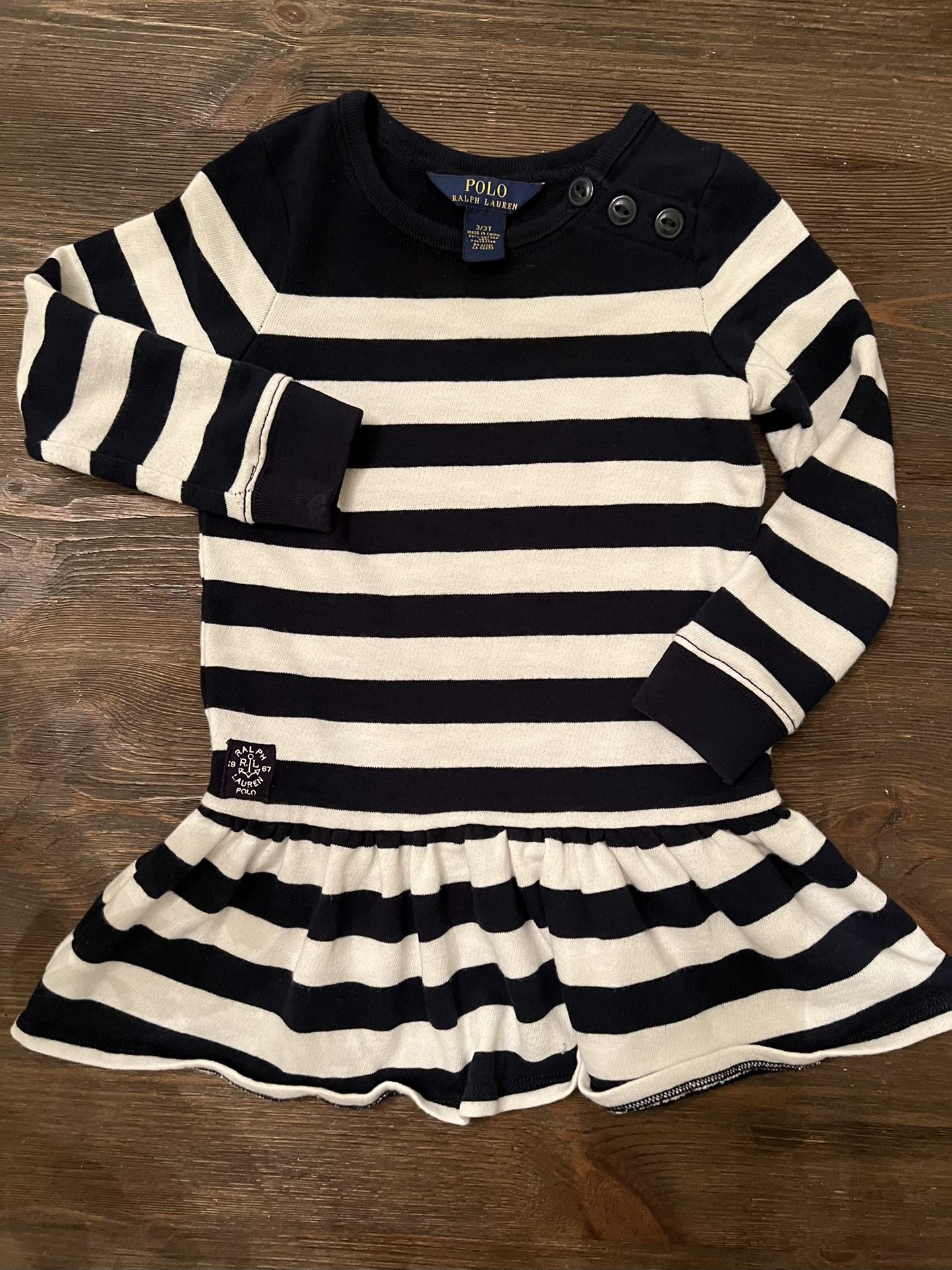 Girls Size 3T Dress Ralph Lauren Blue White Stripe