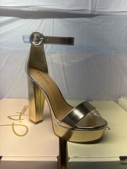 Bamboo Gold Platform Block Heel Sandal