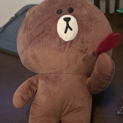 LINE FRIENDS Brown Bear Heart Plush