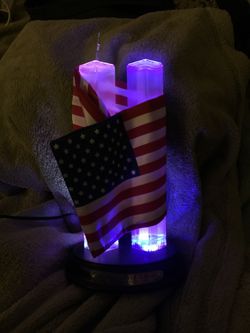 Hawthorn Village Commemorative Illuminated Twin Towers With American Flag