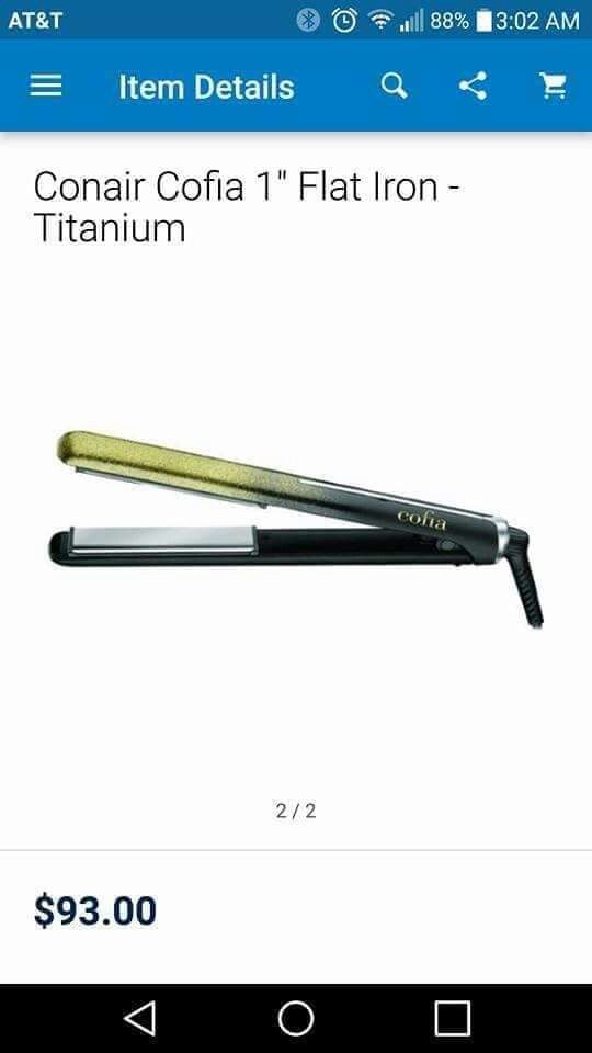 Conair Cofia 1 inch Titanium Flat Iron Hair Straightener. Gold Sparkle. Comes with heat proof storage pouch missing argan oil. New open box. for Sale in Fort Worth TX OfferUp