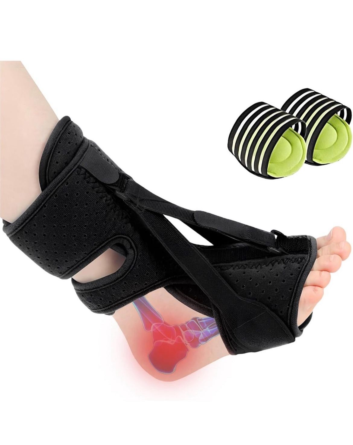 Plantar Fasciitis Night Splint, Plantar Fasciitis Brace for Plantar Fasciitis Relief, 3 Adjustable Straps Double Effect Plantar Fasciitis Relief, Nigh