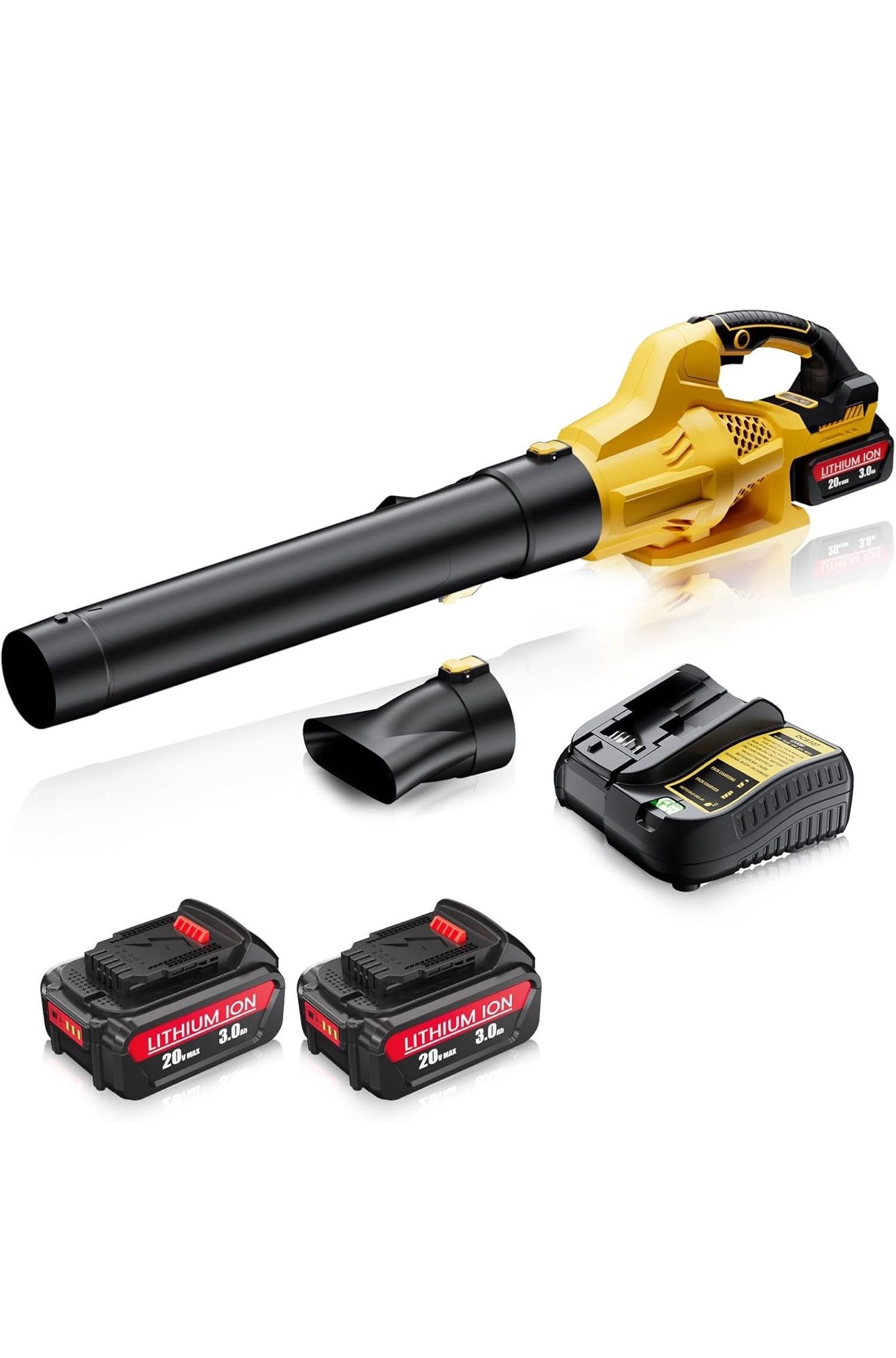 Leaf Blower Cordless Compatible with Dewalt 20V Max Battery, 500CFM & 6 Speed Modes, Electric Cordless Leaf Blower with 2 x 3.0Ah Battery and Charger,
