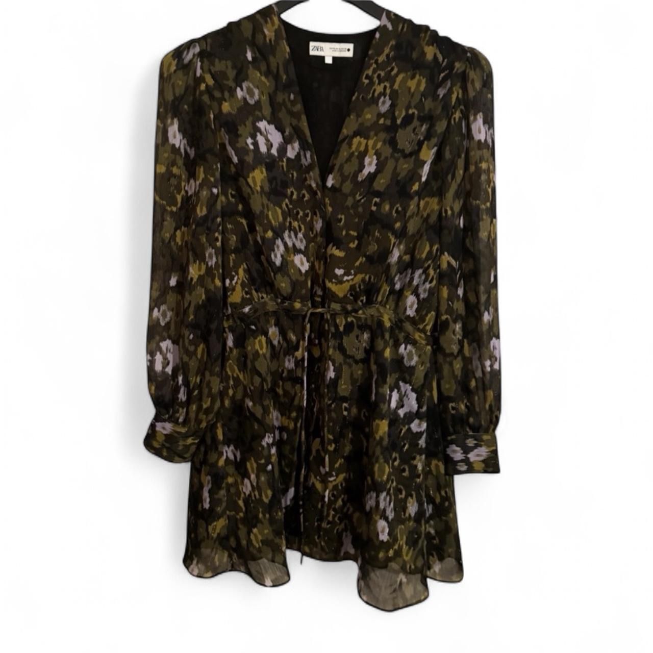 ZARA ZW Collection Multi Leopard Print Mini Dress w/Metallic Accents Sz XL NEW