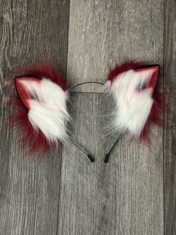 Fox ears headband red white black