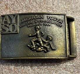 Vintage Soccer Belt Buckle AYSO soccer League. 