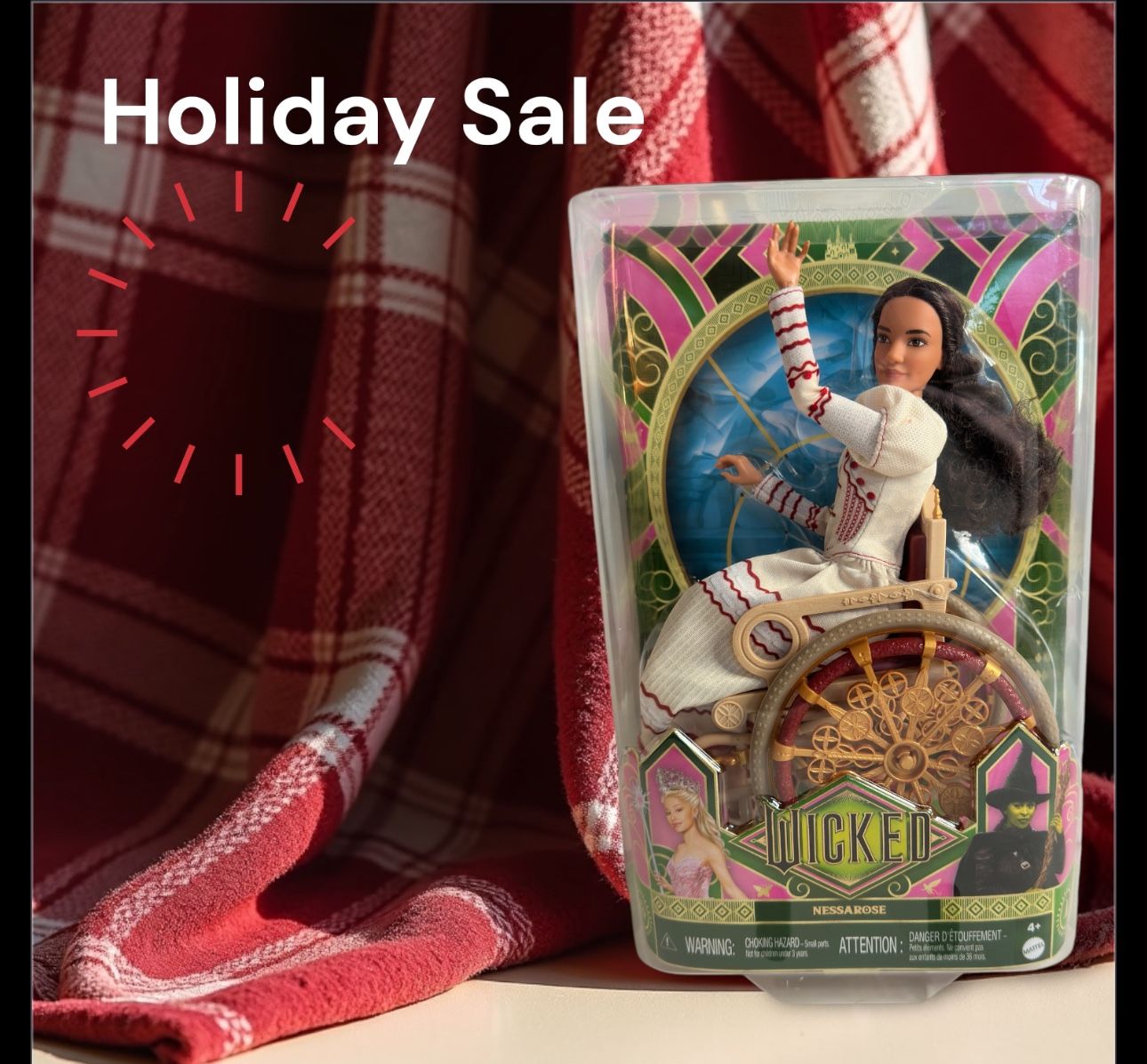 Mattel Wicked Nessarose Fashion Doll on her manual golden wheelchair ; RARE Doll! Recall URL Error Misprint
