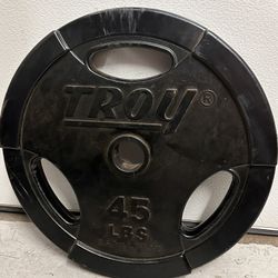 (Pair) Troy 45 Lbs. Rubber Encased Olympic Plates