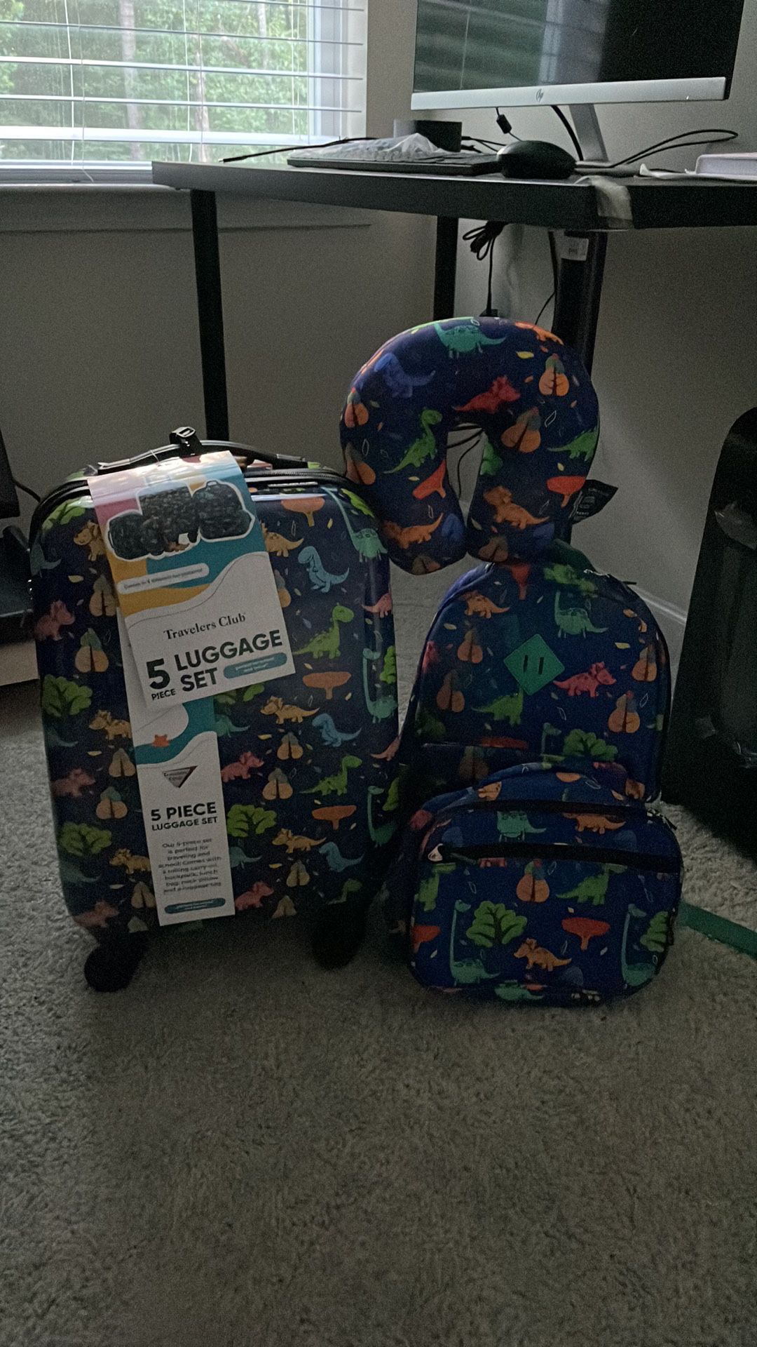 Kids 5-Piece Luggage Set - Dinosaur 