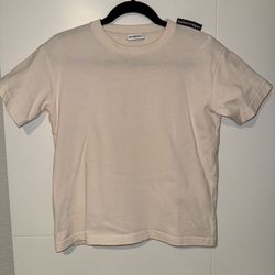 Balenciaga Women’s Logo Crewneck Light Pink/Cream Cotton Short Sleeve T-Shirt Medium
