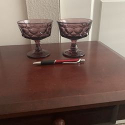 Pair Of Vintage Purple Sherbet Glasses