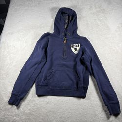 Vintage Ralph Lauren Rugby Hoodie Men's M Blue 1839 Quarter Zip Y2K #922