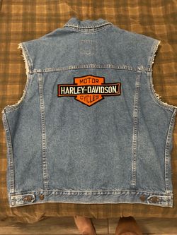 Harley Davidson blue jeans vest