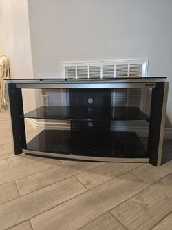Black Glass 3-Shelf TV Stand