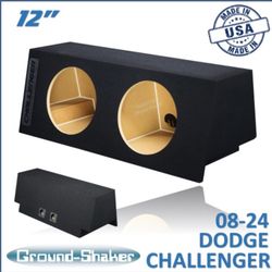 Black 12" Dual Sealed Sub Box, Fits 08-23 Dodge Challenger