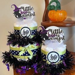 HALLOWEEN WITCH green black purple diaper cakes