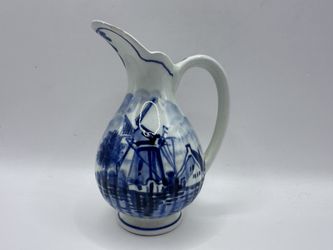 Vintage Mini Delft Windmill Pitcher – 3” Hand Painted