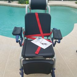 Rebotec Fully Reclining Tilting Shower Commode Chair With Headrest