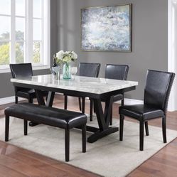 Dining Set - White Marble Top Design 