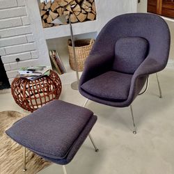 Womb Chair and Ottoman Charcoal Gray 