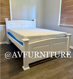 White Full Bed and 10” Memory Foam Mattress