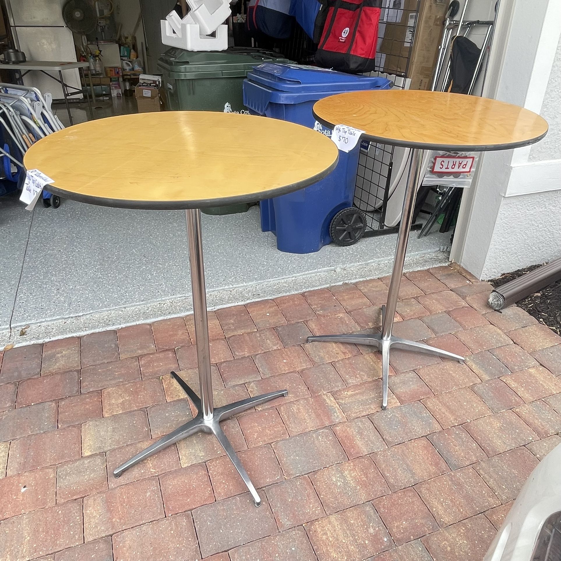 30” Round Wood High Top Cocktail Table set Of Two