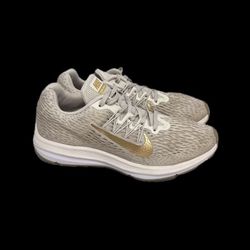 Nike Zoom Winflo 5 Women's Size 9 Running Shoes Beige Gold