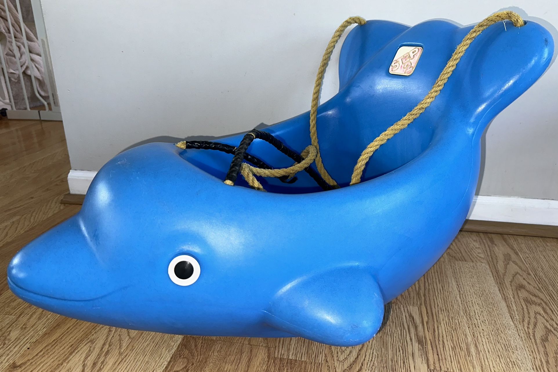 Vintage Step 2 Dolphin Baby Toddler Swing Rare Made in USA Blue Whale