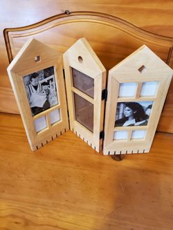 VINTAGE TABLETOP WOOD COLLAGE STANDING PHOTO FRAME
